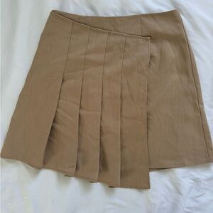 Tan Pleated Women's Skirt